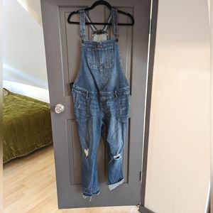 Denim maternity overalls